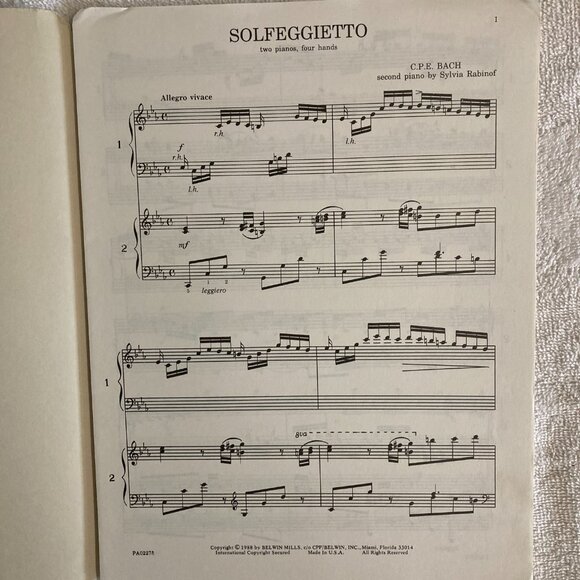 2 Pianos/4 Hands Invention No. 8, Solfeggietto & Concerto #1 in A Minor - Picture 5 of 7